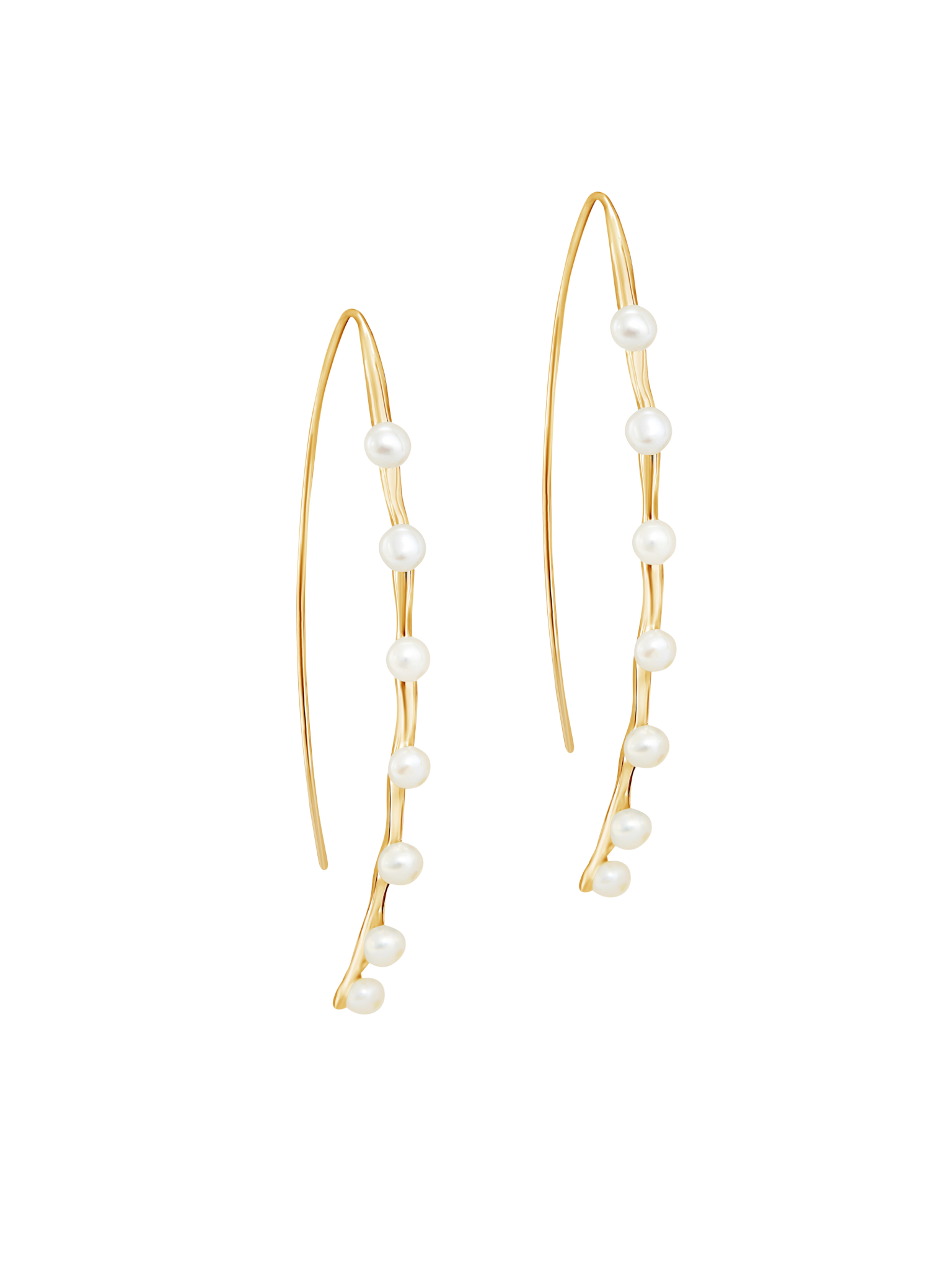 Long waterfall pearl drop earrings